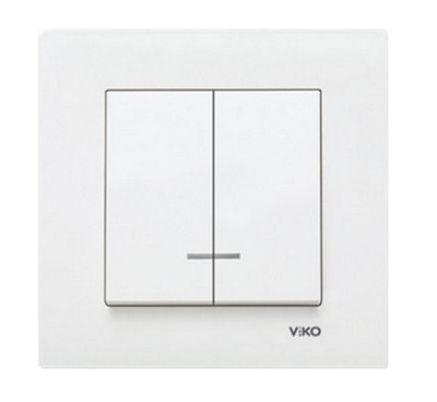 Intrerupator cu indicator luminos cu doua clape Karre Viko by Panasonic. Alb